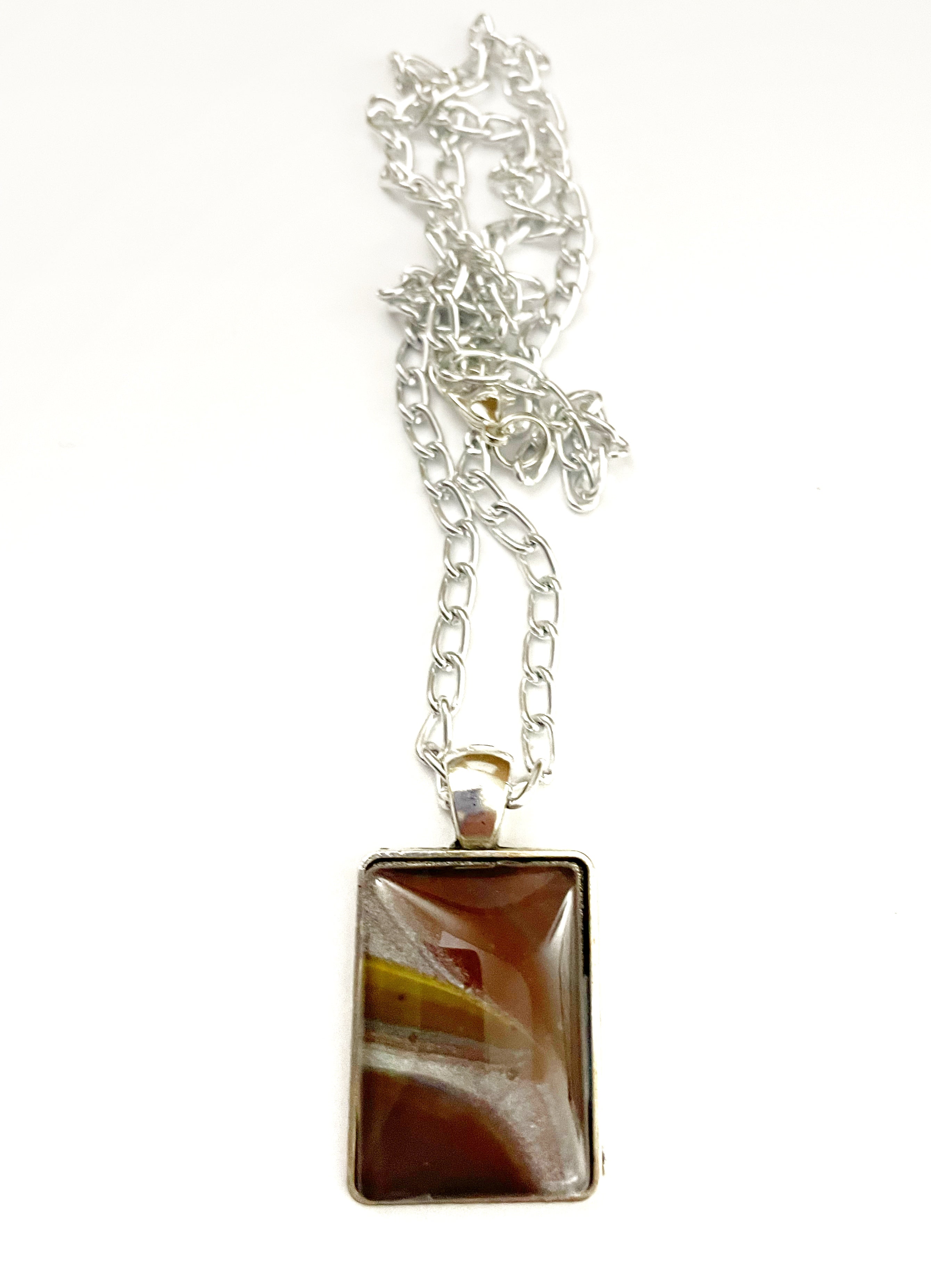 Brown, Blue and Yellow Acrylic Necklaces