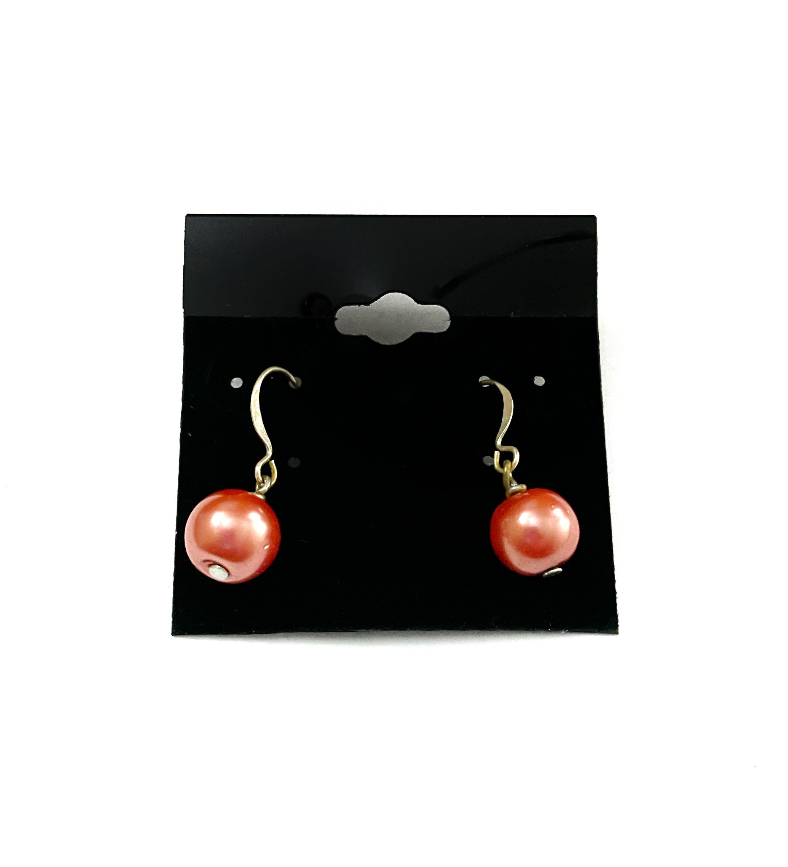 Gingerbread Brown Glass Pearl Earrings