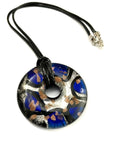 Blue/Silver/Black Donut Glass Necklace