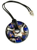 Blue/Silver/Black Donut Glass Necklace