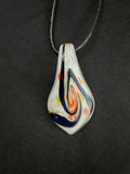 White Spoon with Blue Dichroic Swirls Glass Necklace