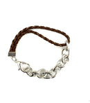 Braided Leather and Chain Bracelet