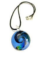 Blue Dichroic Circle Necklace