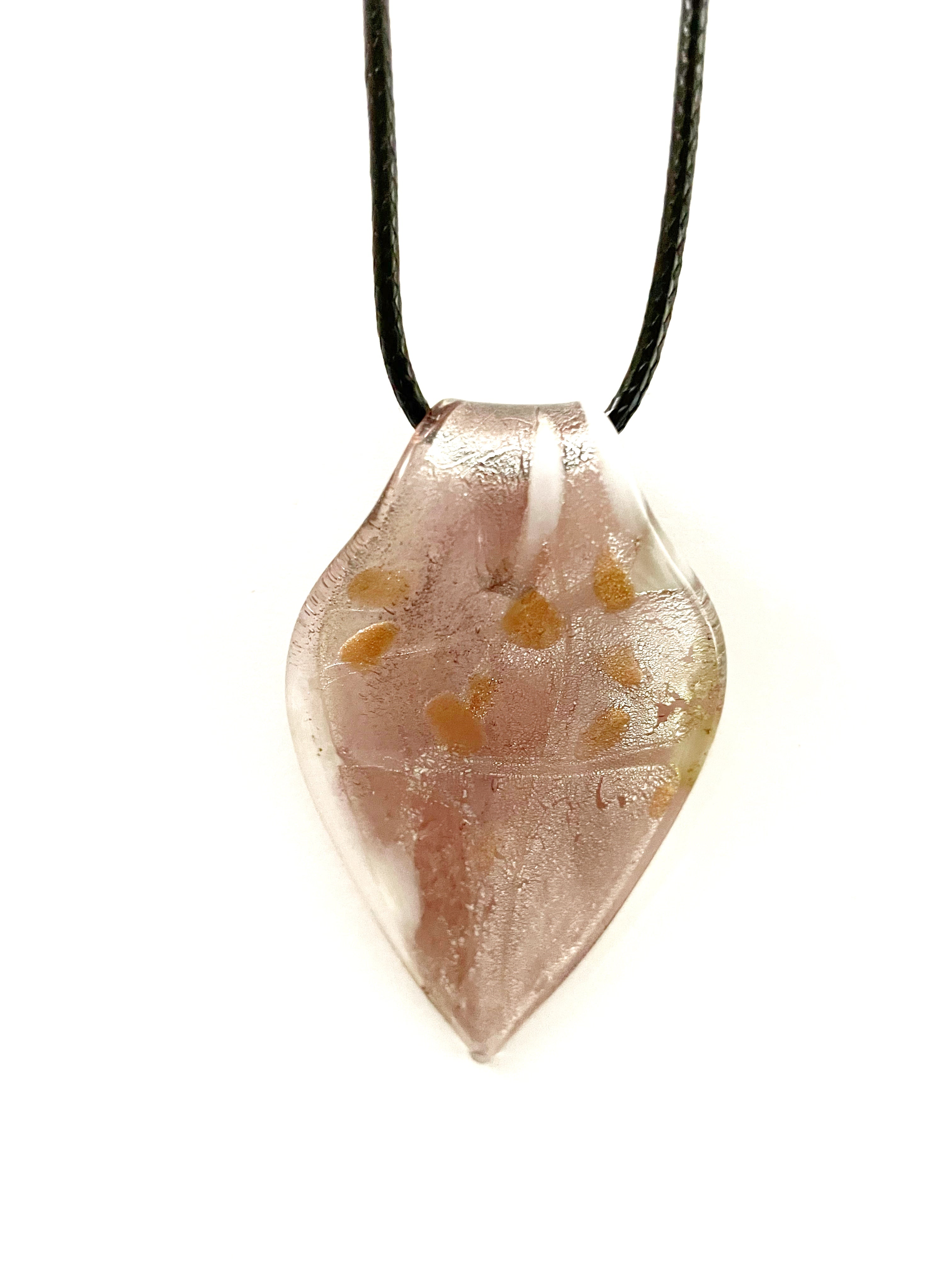 Light Purple with Silver and Gold Glass Necklace