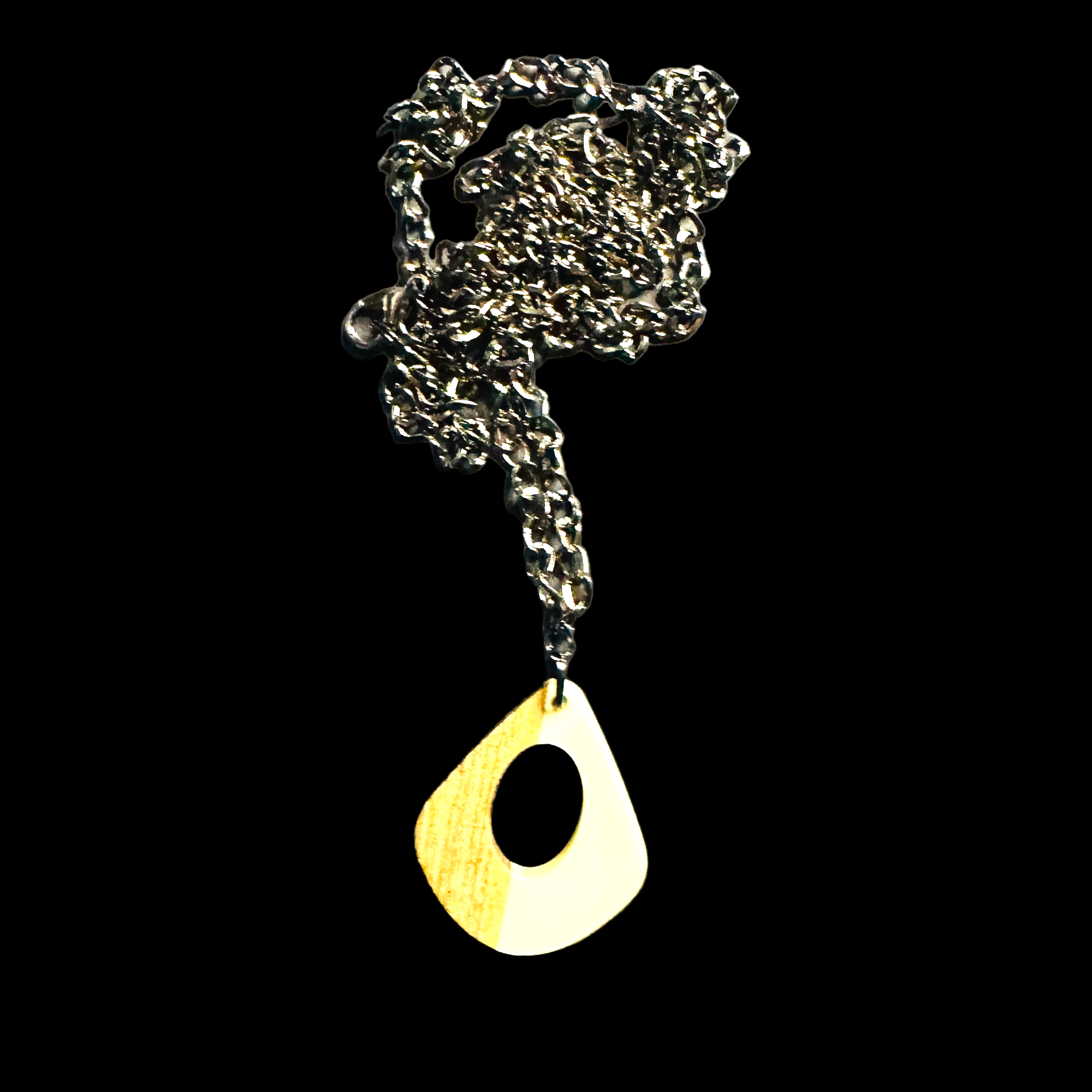 Teardrop Resin and Wood Pendant Necklace