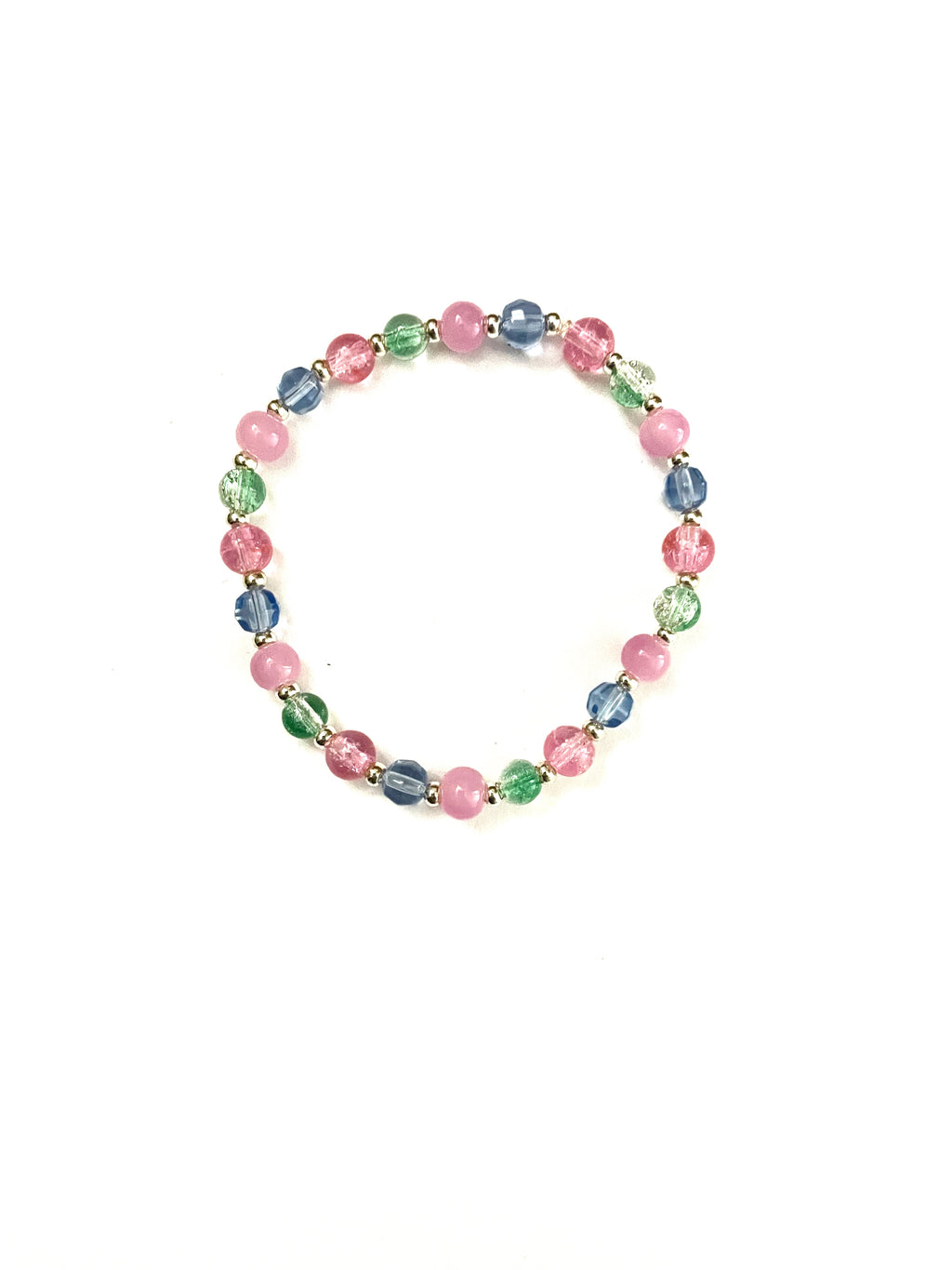 Pink, Blue and Green Stretchy Bracelet