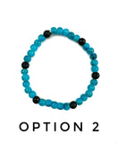 Azure Blue Glass and Black Lava Stone Bracelet