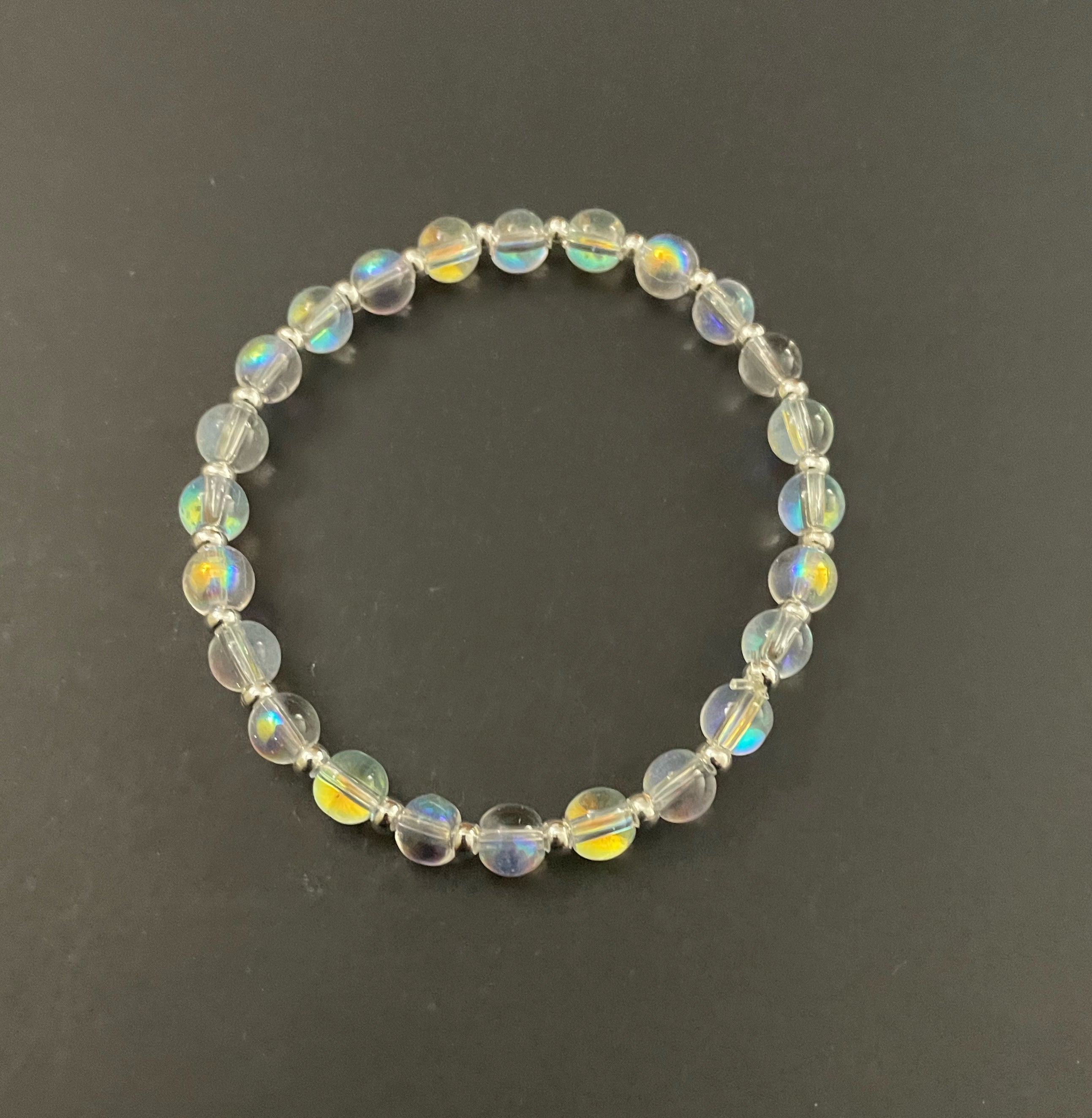 Magenta and Clear Glass Stacked Bracelet