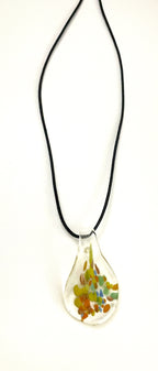 Multiple Color Glass on Clear Glass Necklace