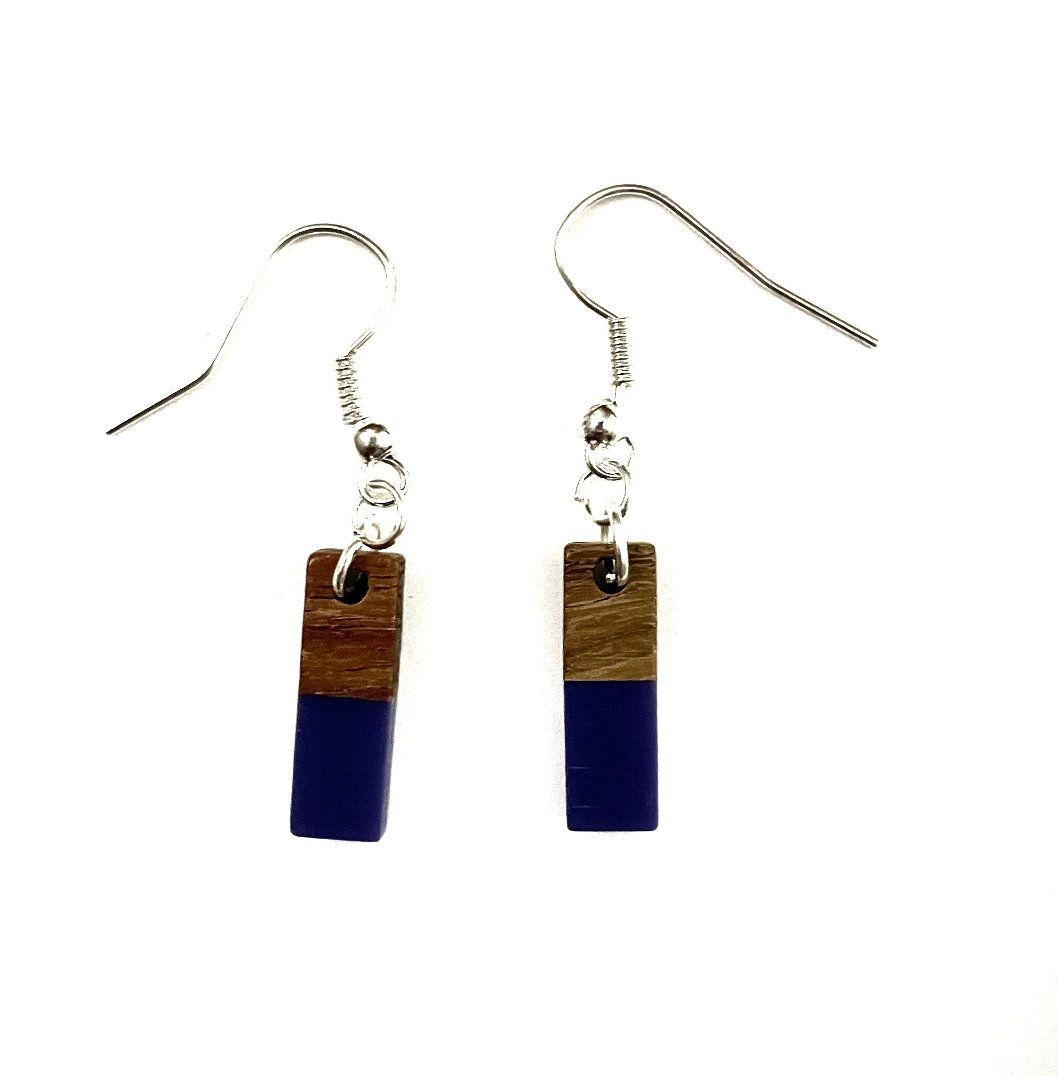 Mini Rectangle Resin & Wood  Earrings