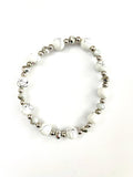 White Howlite with Black Lines Stretchy Bracelet