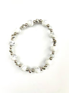 White Howlite with Black Lines Stretchy Bracelet