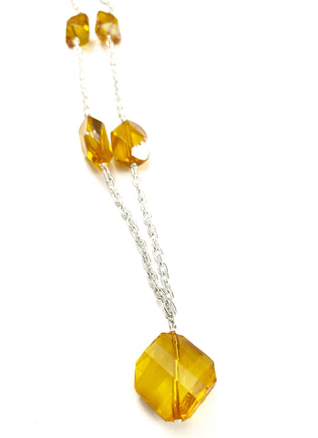 Amber Dangle Long Necklace