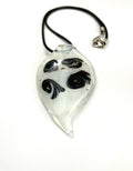 Milky White with Black Swirls Glass Necklace