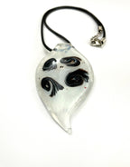 Milky White with Black Swirls Glass Necklace