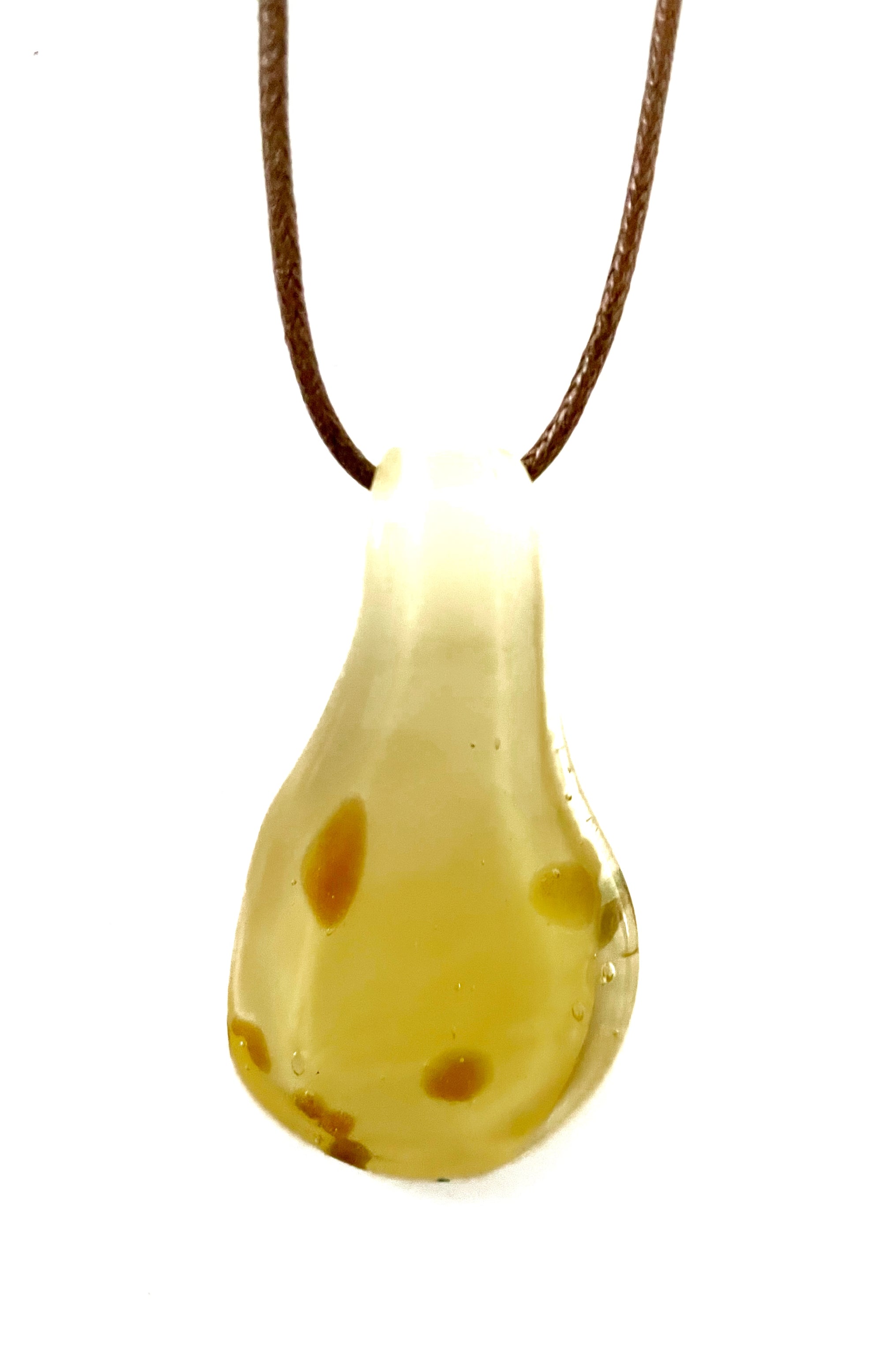 Creamy Yellow with Gold Flecks Glass Necklace