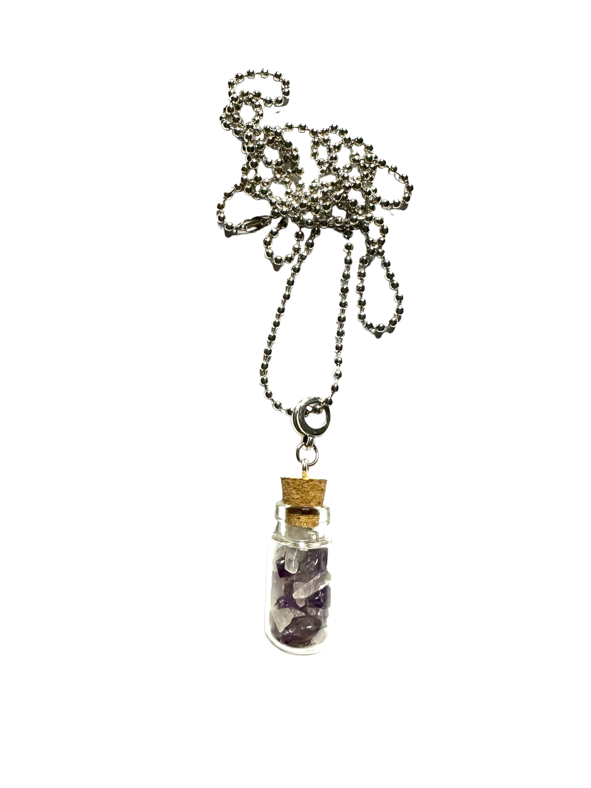 Crystal Chips in Glass Bottle Necklace