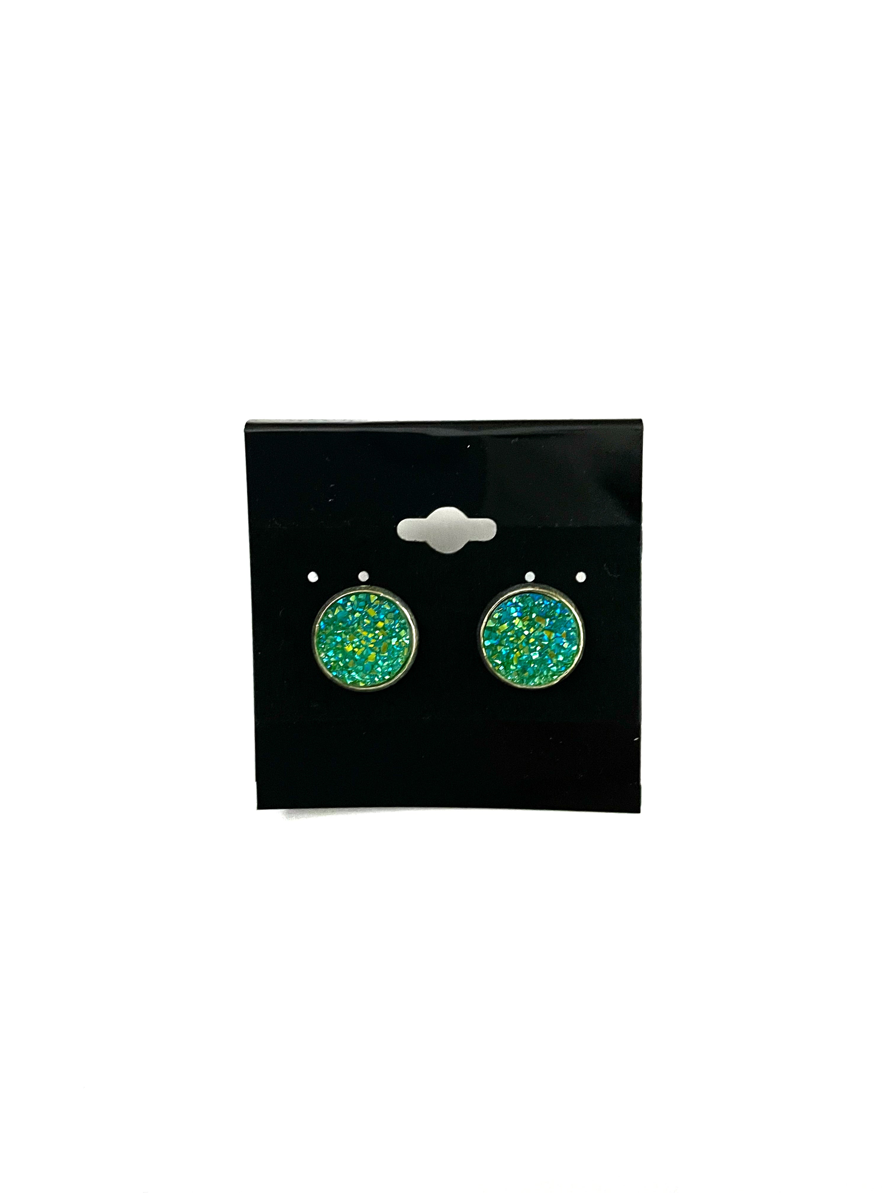 Parakeet Green Druzy Earring