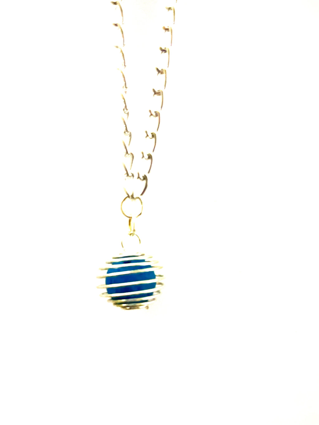 Teal Cage Lava Stone Necklace
