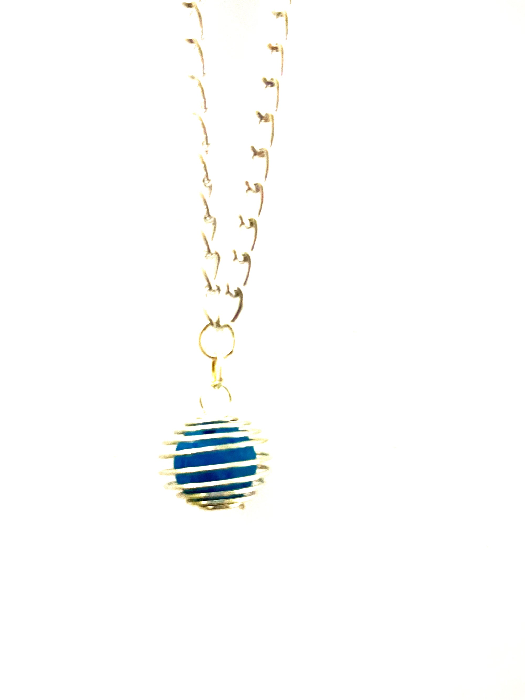 Teal Cage Lava Stone Necklace