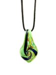 Green with Blue Swirl Glass Necklace