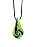 Green with Blue Swirl Glass Necklace
