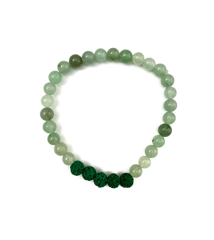 Green Aventurine and Green Lava Stone Stretchy Bracelet