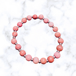 Matte Pink Glass Stretchy Bracelet
