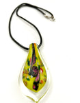 Yellow with Purple Dichroic Glass Necklace