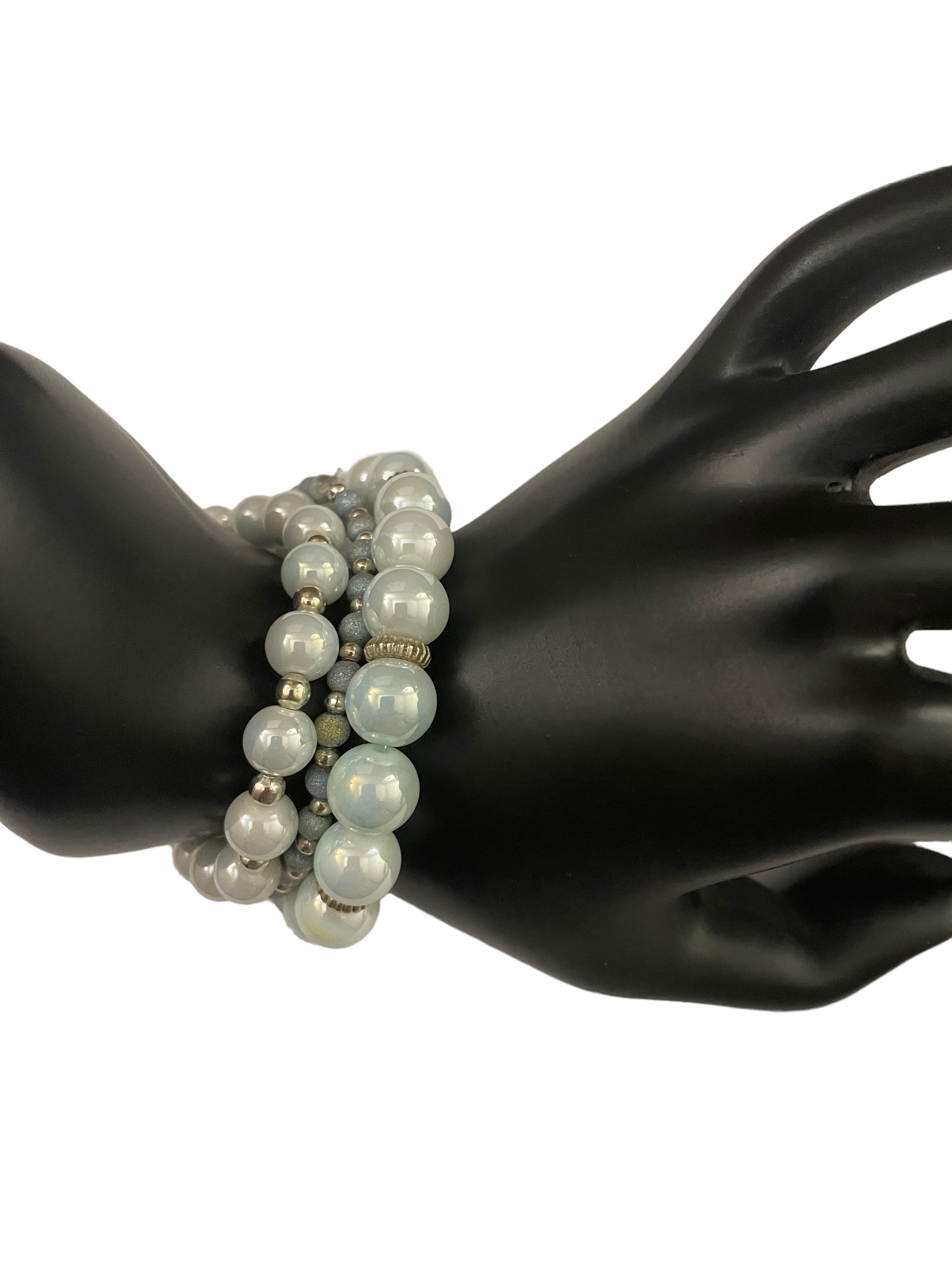 Light Blue on White Stacked Bracelet