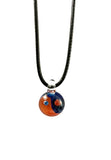 Blue and Orange Yin Yang Glass Necklace