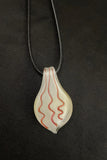 White with Pink Lines Glass Necklace