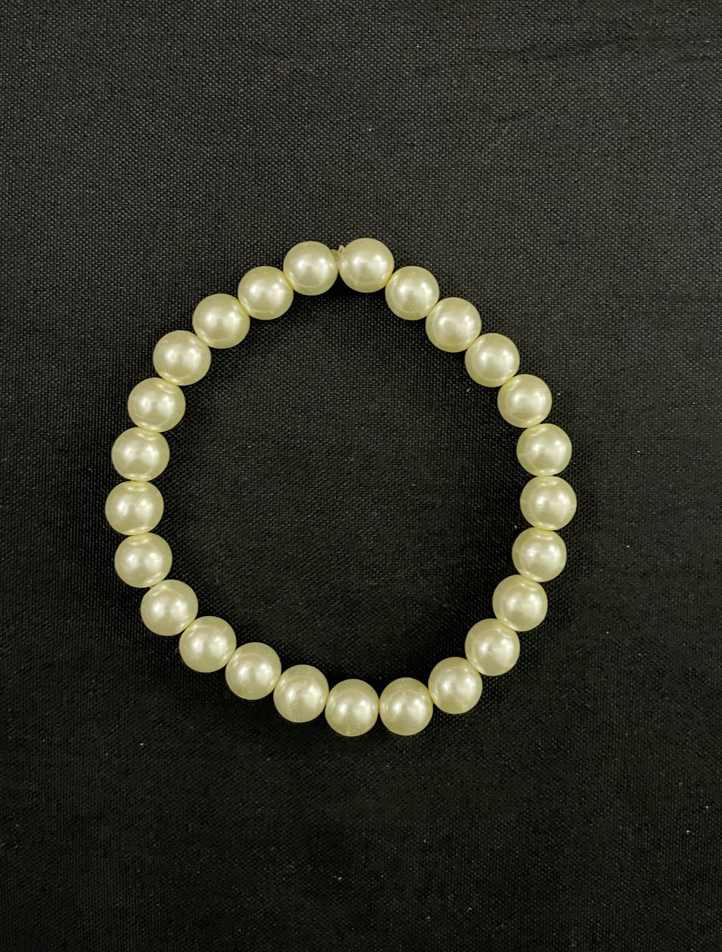 Cream Glass Pearl Stretchy Bracelet