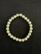 Cream Glass Pearl Stretchy Bracelet