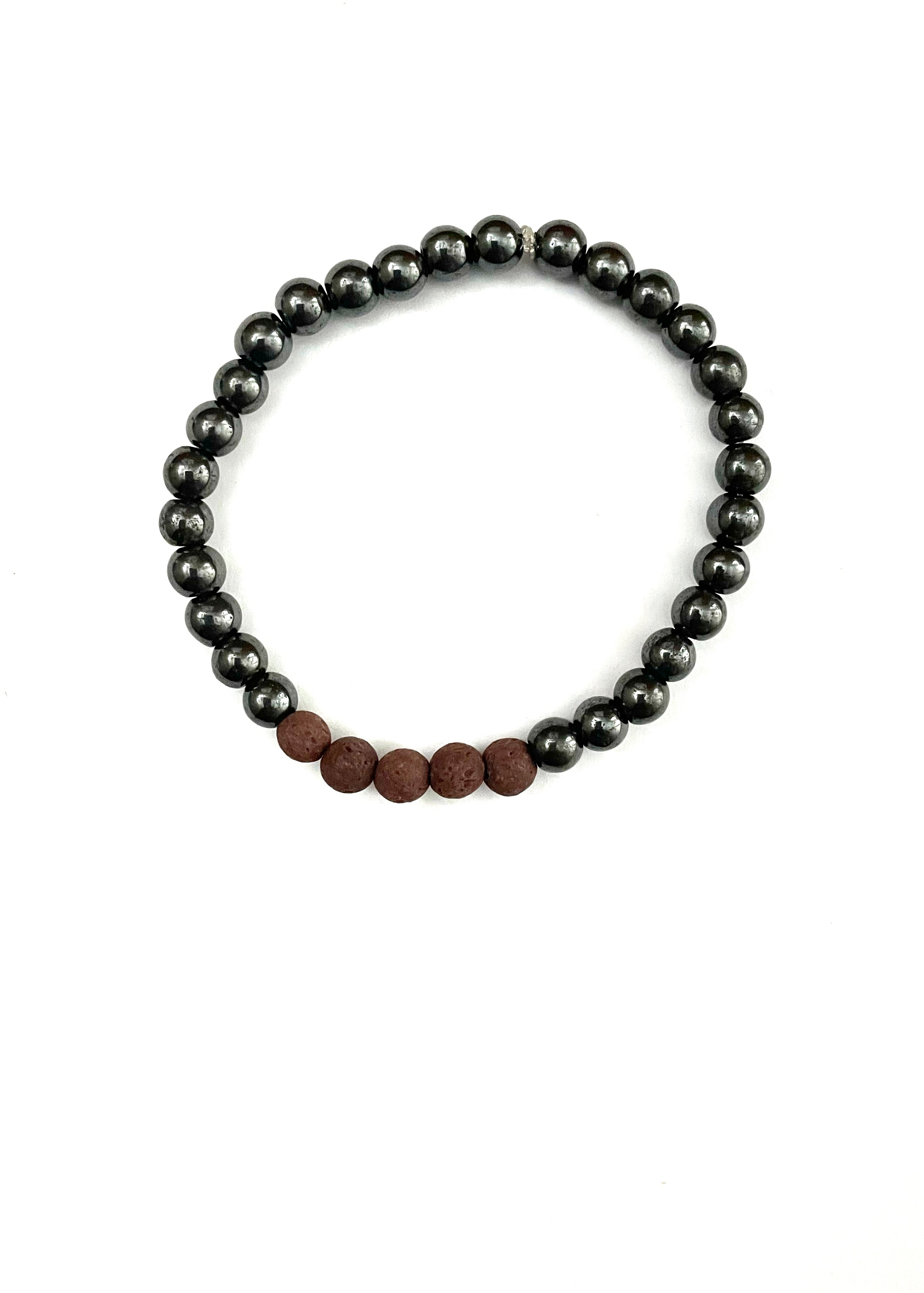 Hematite and Brown Lava Stone Bracelet