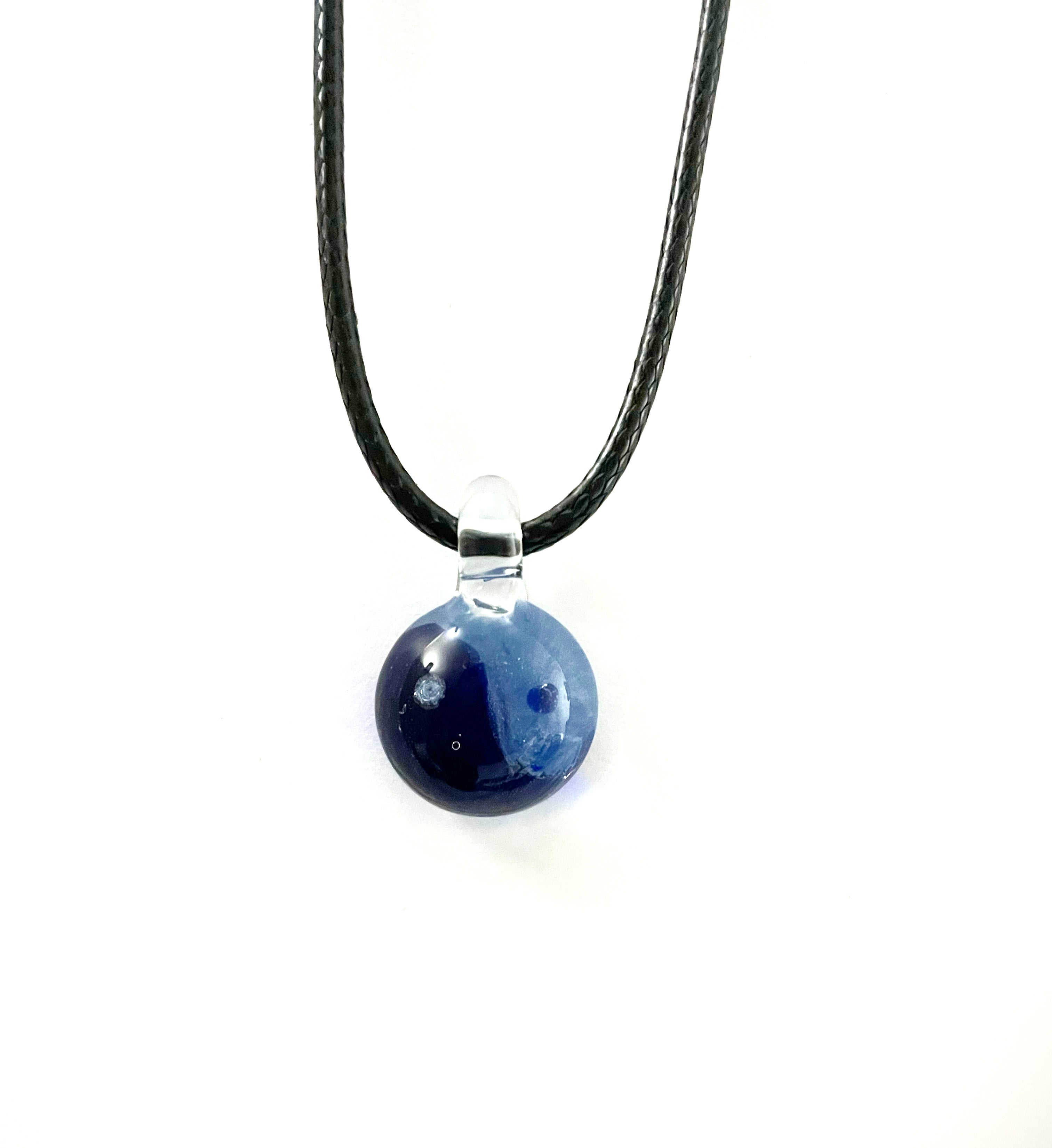 Blue Yin Yang Glass Necklace