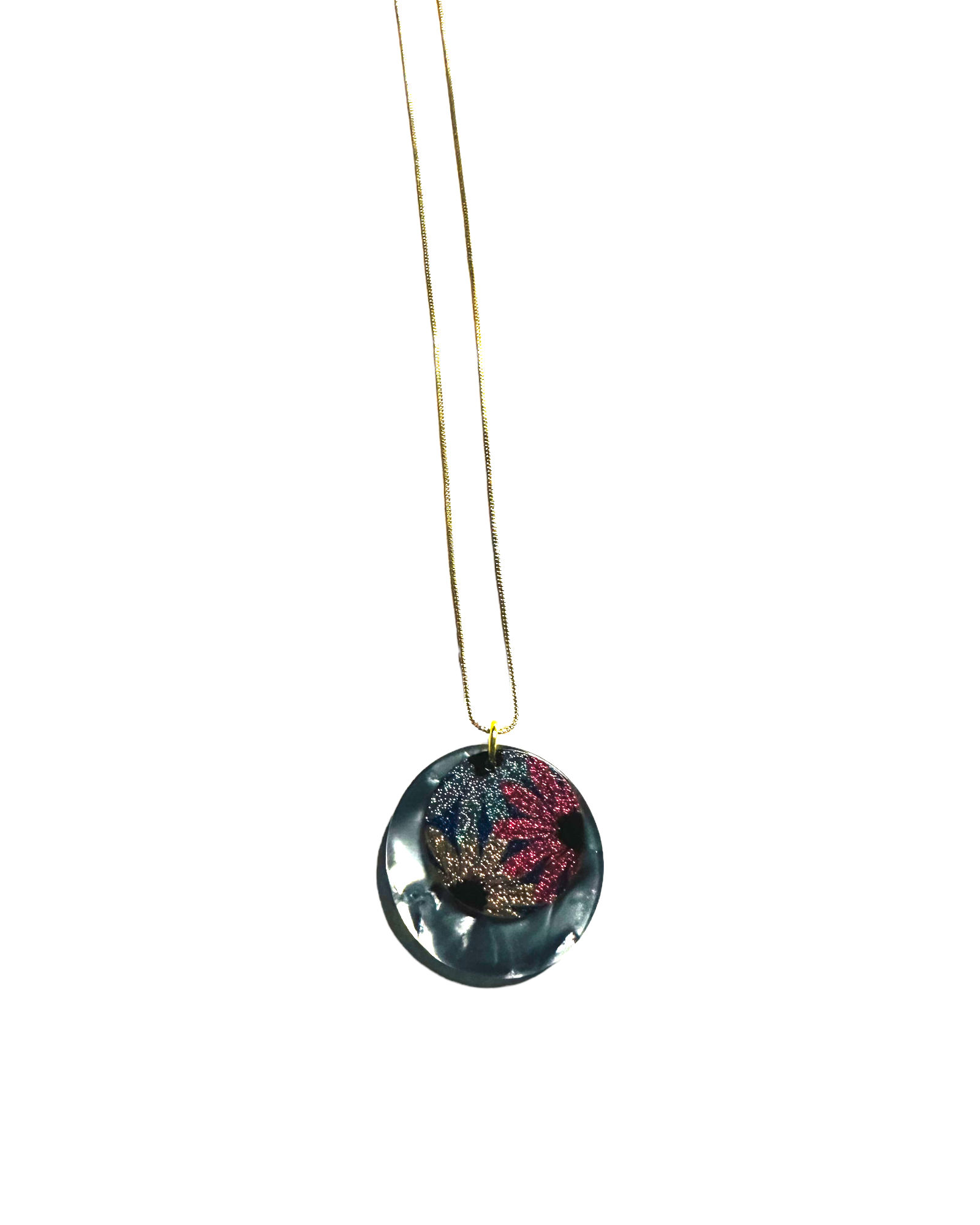 Printed Metal  Pendant Necklace