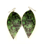 Green Clover with Black Background Faux Leather Earrings