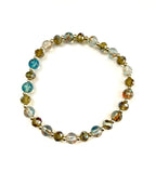 Green Teal and Brown Stretchy Bracelet