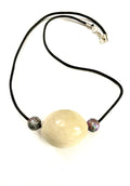 Off White Ceramic Oval Necklace