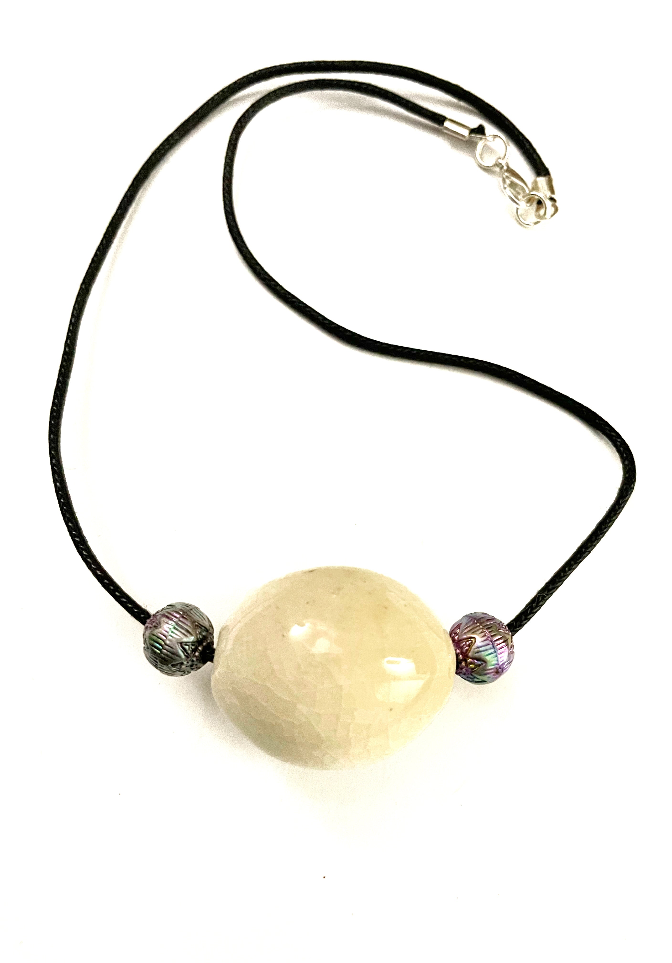 Off White Ceramic Oval Necklace
