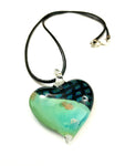 Green Heart with Dichroic Glass Necklace