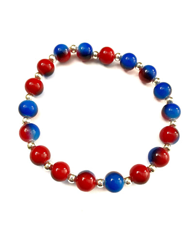 Red Blue Stretchy Bracelet