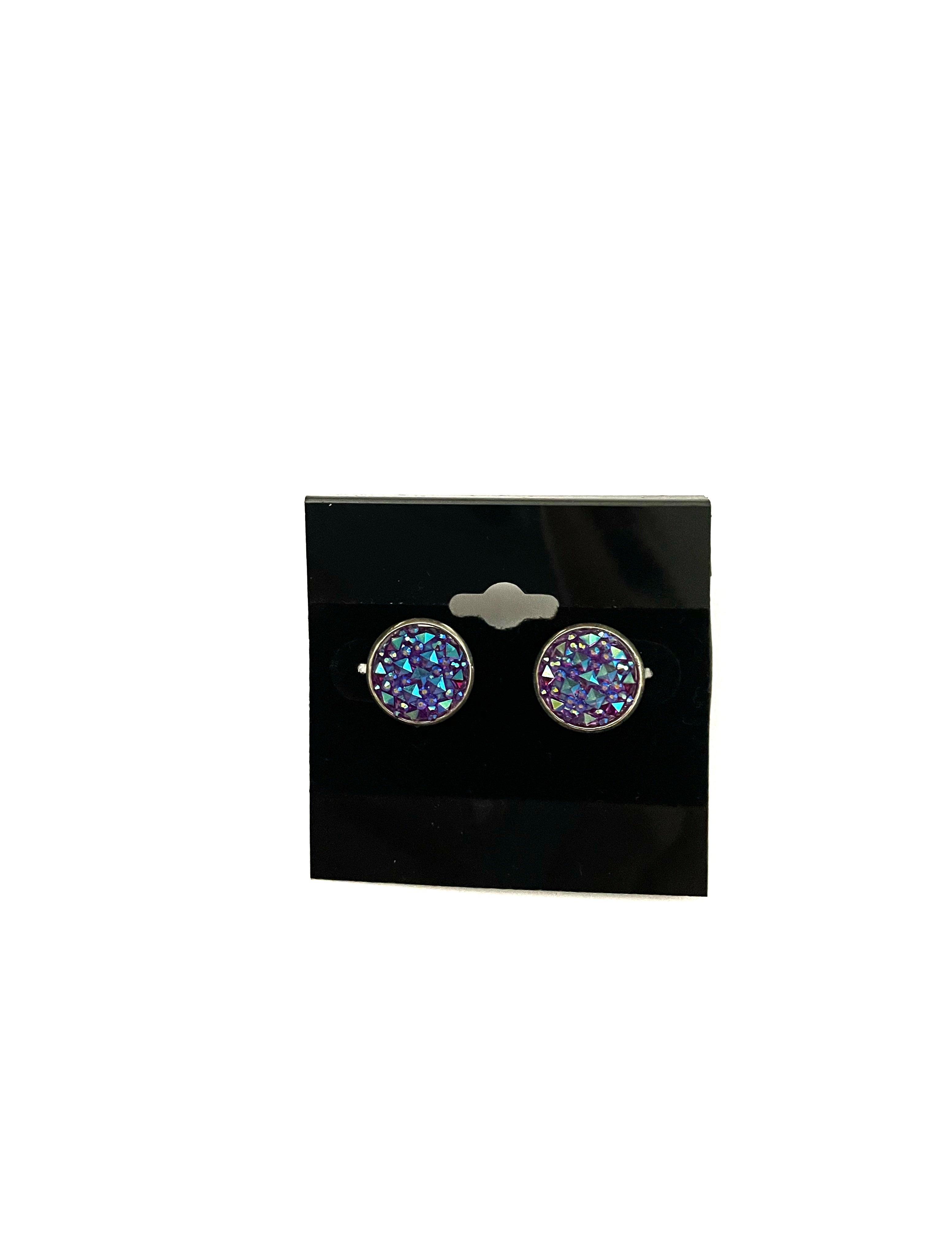 Purple Blue Druzy Earring