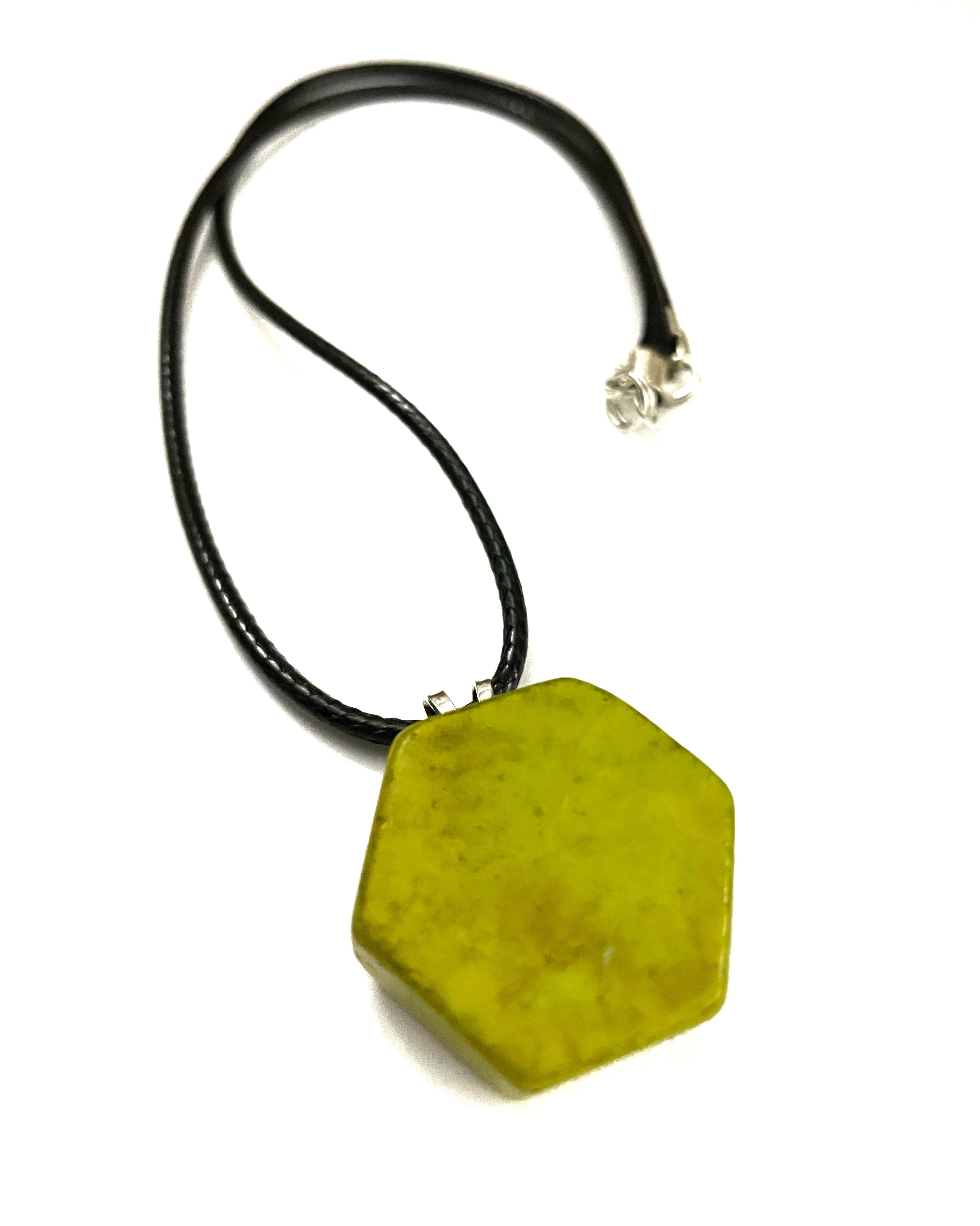 Lime Green Hexagon Tile Necklace