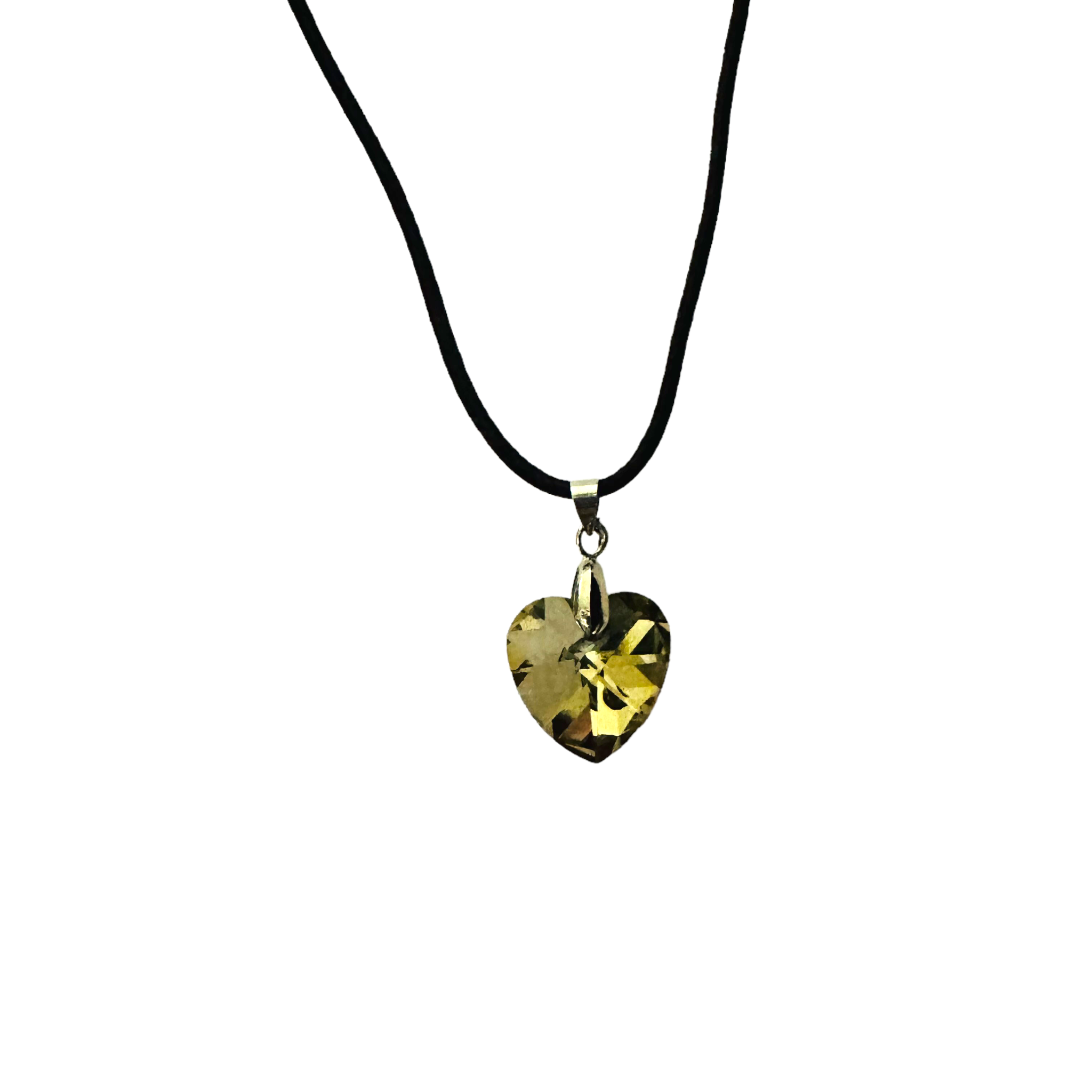 Smoky Brown Glass Heart Necklace
