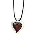 Pink with Rainbow Dichroic Heart Necklace