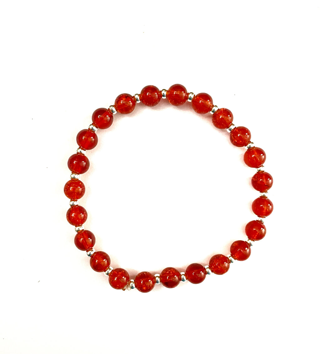 Red Glass Bead Stretchy Bracelet
