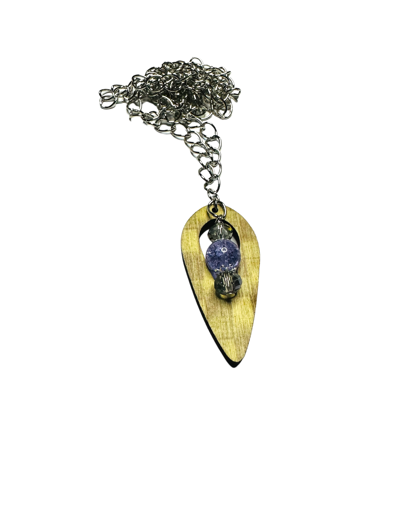 Teardrop Wooden Dangle Necklace