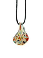 Red, Blue and Yellow on Clear Glass Necklace